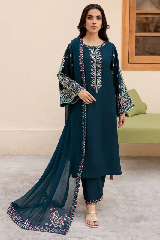 AR-D34 Unstitched Embroidered Lawn Suit 3pc With Bamber Chiffon Embroidered Dupatta
