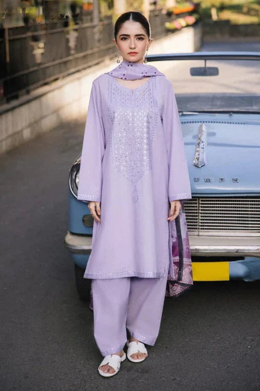 AR-ZS2625 Lawn Unstitched 3pc Embroidered Suit With Digital Printed Poly Lawn Dupatta