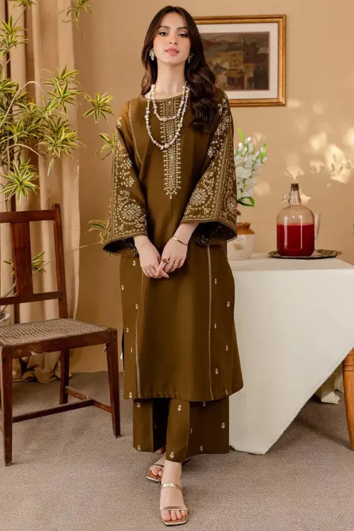 AR-68 Unstitched Fully Embroided Dhanak 2 Piece Suit