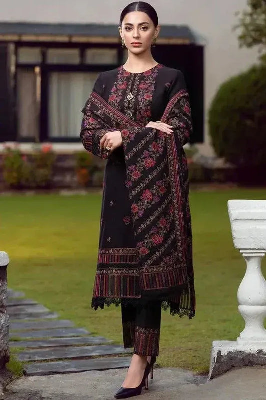 AR-920 Unstitched Heavy Embroidered Dhanak Suit Embroidered Dhanak Shawl