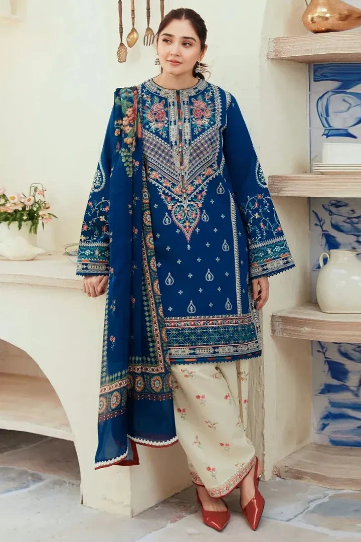 AR-ZS50 Unstitched Fully Embroided Lawn Suit With Cotton Lawn Digital Printed Dupatta