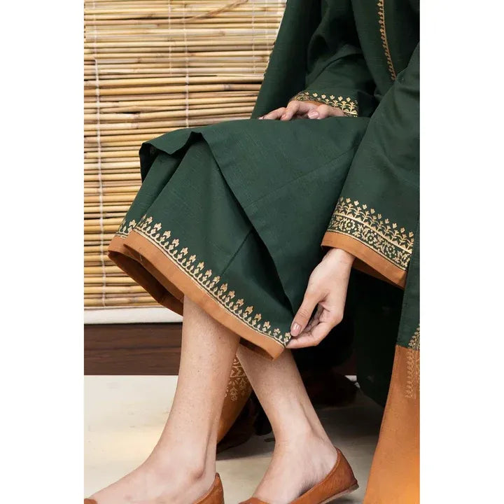 AR-1075 3Pc Unstitched Dhanak Suit with Printed Woolen Shawl