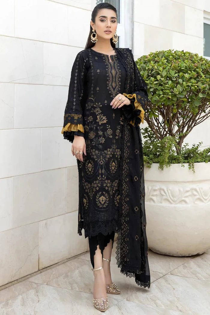 AR-BA06 Un-Stitched Lawn Embroidered 3pc With Organza Embroidered Dupatta