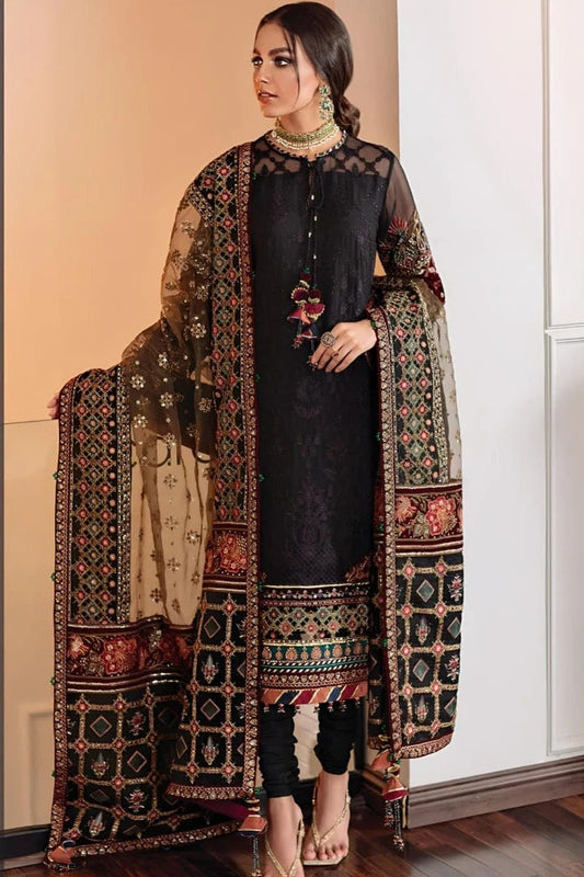 AR-BQ14 Lawn Unstitched Embroidered 3pc Suit With Organza Embroidered Dupatta