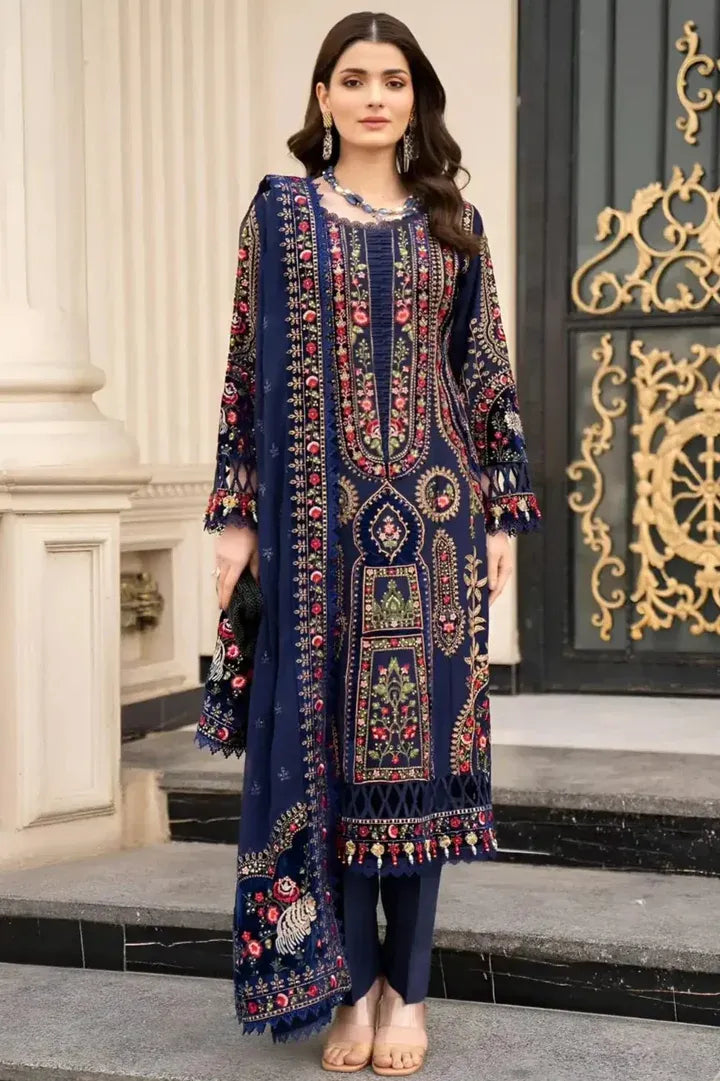 AR-MB965 Unstitched Embroidered Dhanak Wool Suit With Embroidered Dhanak Shawl