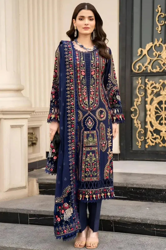 AR-MB965 Unstitched Embroidered Dhanak Wool Suit With Embroidered Dhanak Shawl
