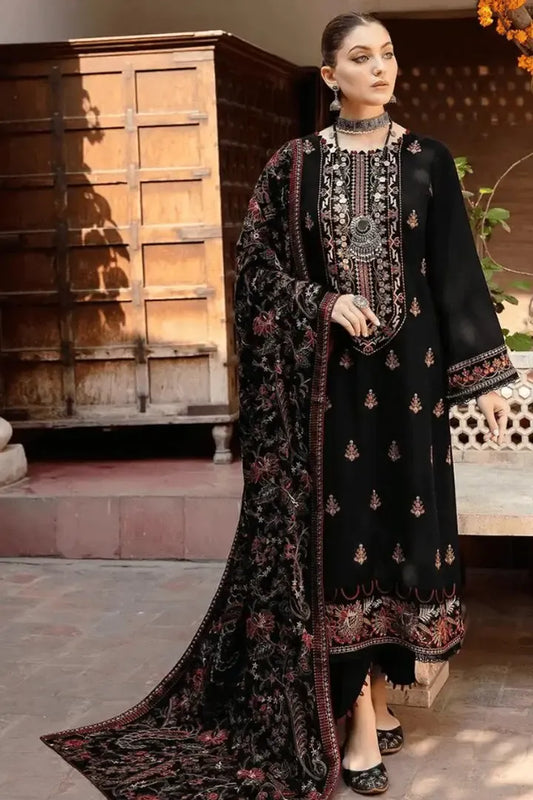 AR-RM650 Unstitched Heavy Embroidered Dhanak Suit With Embroidered Dhanak Shawl