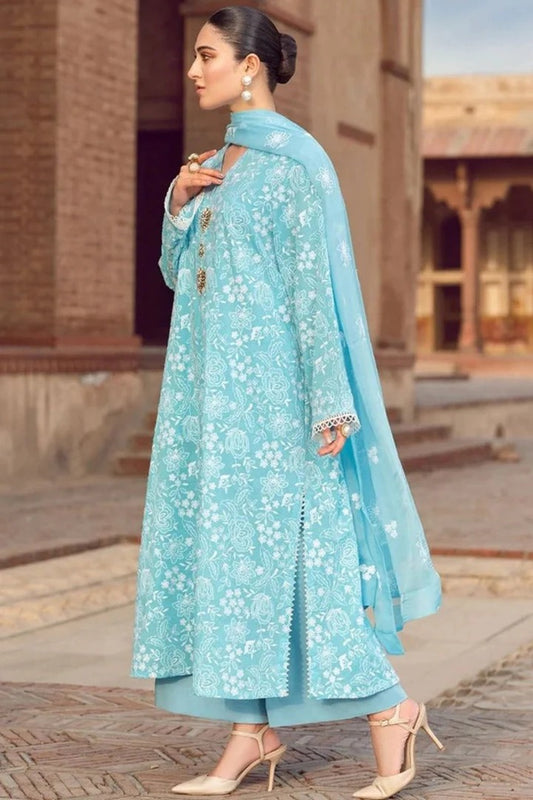 AR-BR08 Lawn 3Pc Embroidered Suit with Bamber Chiffon Embroidered Dupatta