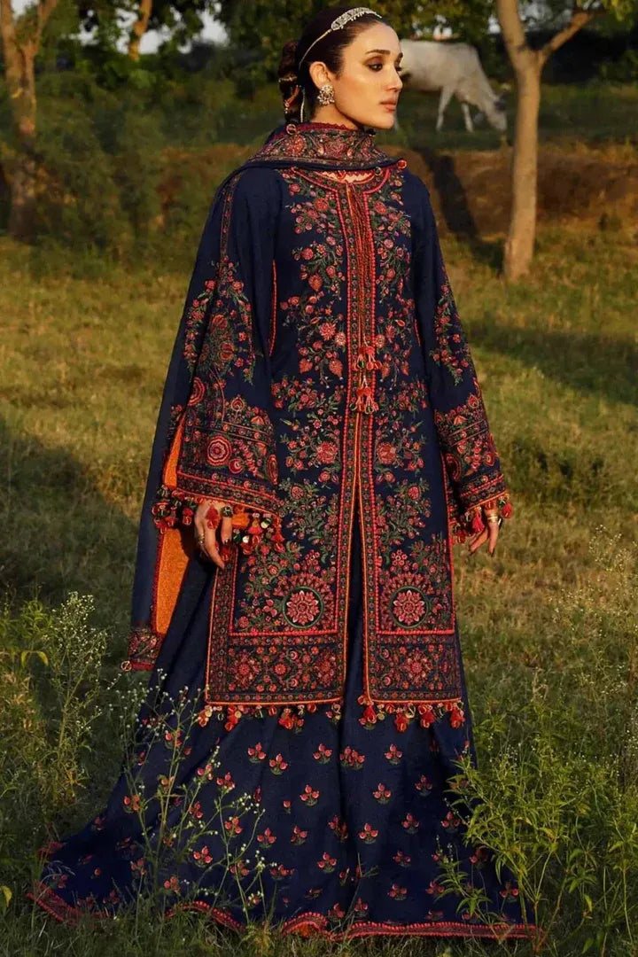 AR-653 Unstitched Heavy Embroidered Dhanak Suit With Embroidered Dhanak Shawl