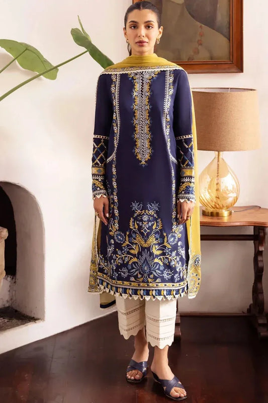 AR-809 Lawn Embroidered 3pc With Embroidered Chiffon Dupatta