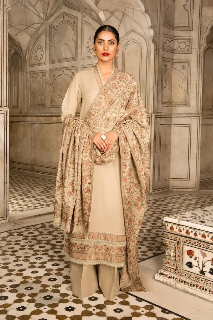 AR-800 Unstitched Heavy Embroidered Dhanak Suit Embroidered Dhanak Shawl