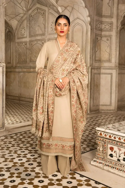AR-800 Unstitched Heavy Embroidered Dhanak Suit Embroidered Dhanak Shawl