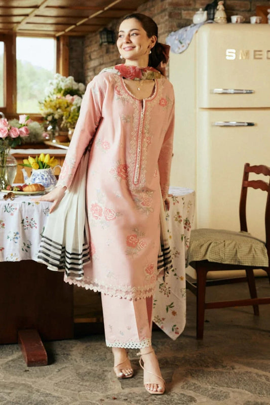 AR-ZS2620 Lawn Embroidered Suit 3pc With Silk Digital Printed Dupatta