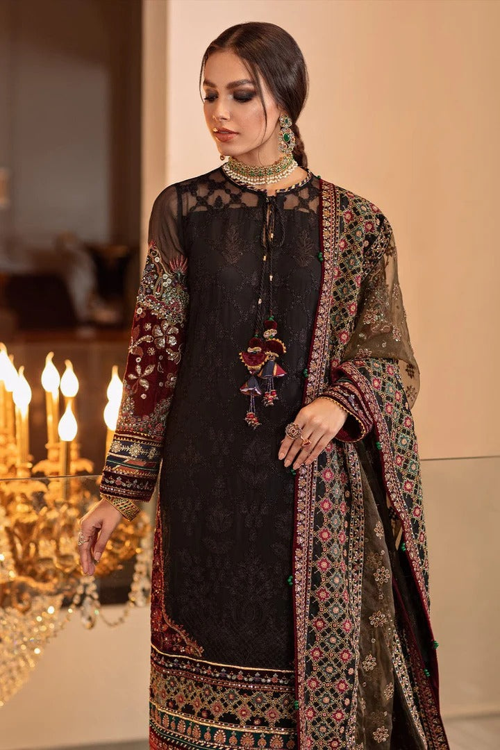 AR-BQ14 Lawn Unstitched Embroidered 3pc Suit With Organza Embroidered Dupatta