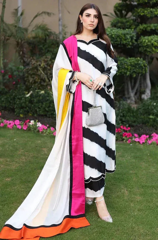 AR 810 3 Piece Digital Printed Viscose Silk Suit