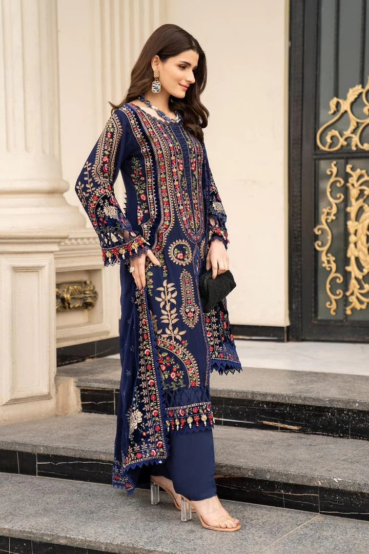AR-MB965 Unstitched Embroidered Dhanak Wool Suit With Embroidered Dhanak Shawl