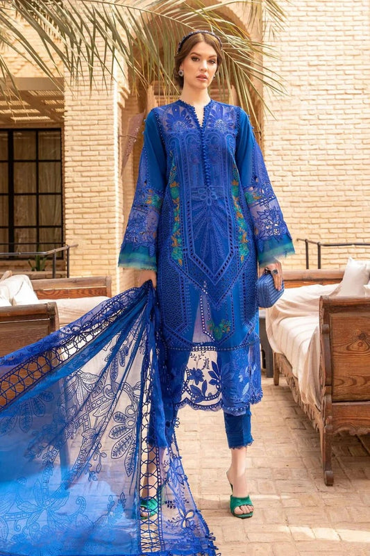 AR-2590 Lawn Unstitched Embroidered 3pc Suit With Organza Embroidered Dupatta