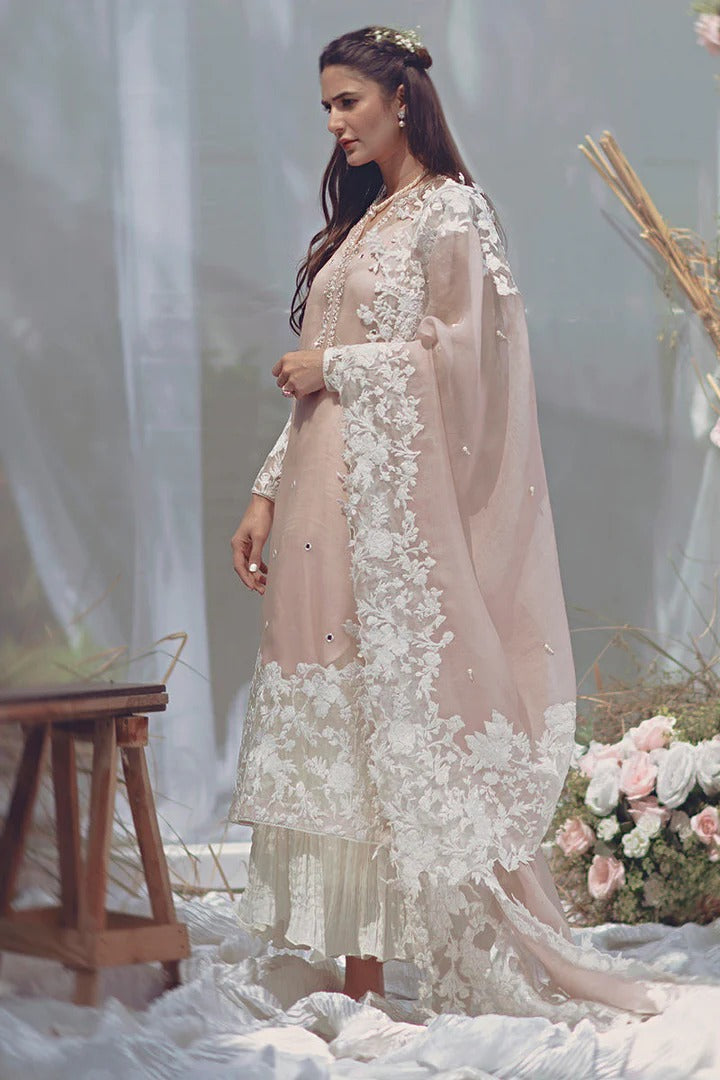 AR-90 Unstitched Lawn Embroided 3pc With Organza Embroidered Dupatta