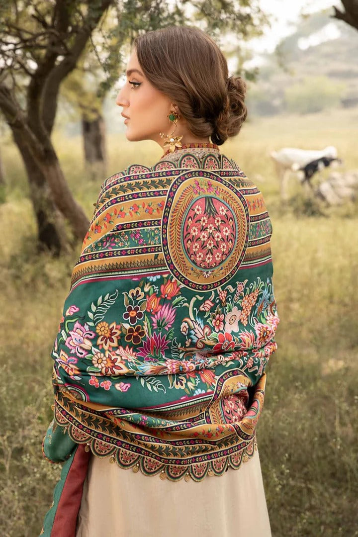 AR-MB2580 Lawn Unstitched Embroidered 3pc Suit With Poly Lawn Printed Dupatta