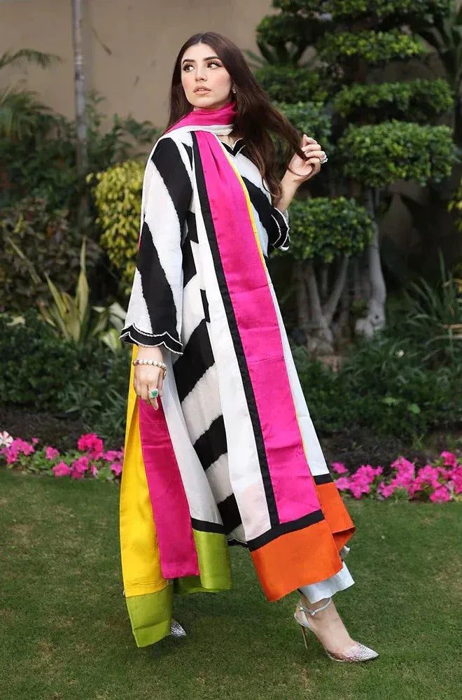 AR 810 3 Piece Digital Printed Viscose Silk Suit