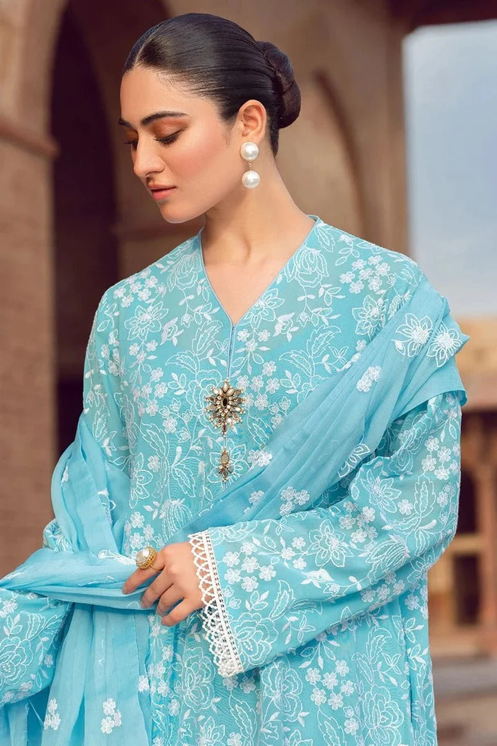 AR-BR08 Lawn 3Pc Embroidered Suit with Bamber Chiffon Embroidered Dupatta