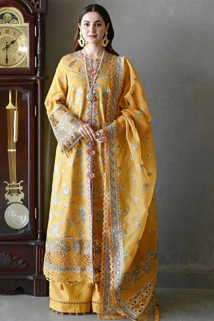 AR-2510 Unstitched Fully Embroided Lawn Suit With Organza Embroidered Dupatta