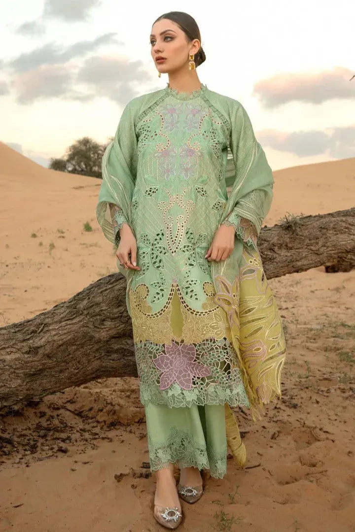 AR-816 Lawn Embroidered 3pc With Embroidered Organza Dupatta