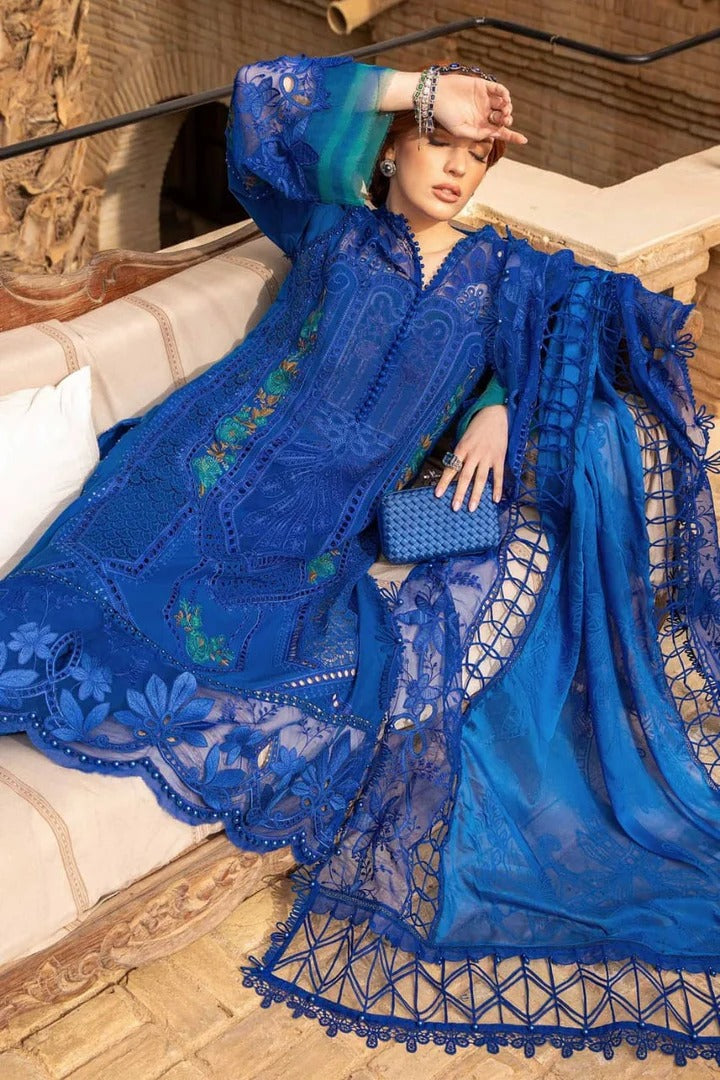 AR-2590 Lawn Unstitched Embroidered 3pc Suit With Organza Embroidered Dupatta
