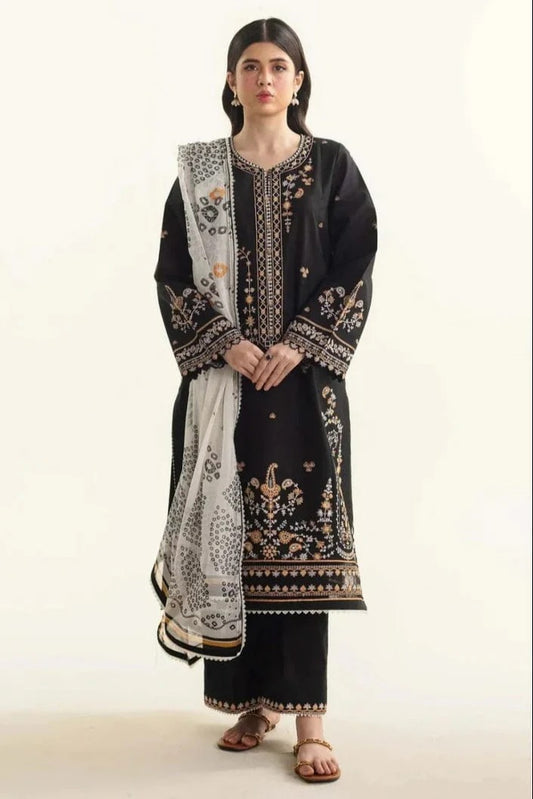 AR-CO2650 Lawn Unstitched 3pc Embroidered Suit With Digital Printed Poly Lawn Dupatta