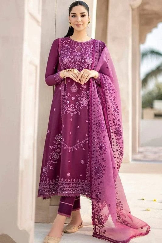 AR-CS84 Lawn Unstitched Embroidered 3pc Suit With Organza Embroidered Dupatta