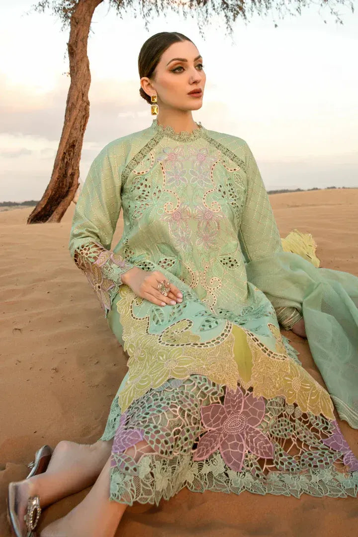 AR-816 Lawn Embroidered 3pc With Embroidered Organza Dupatta