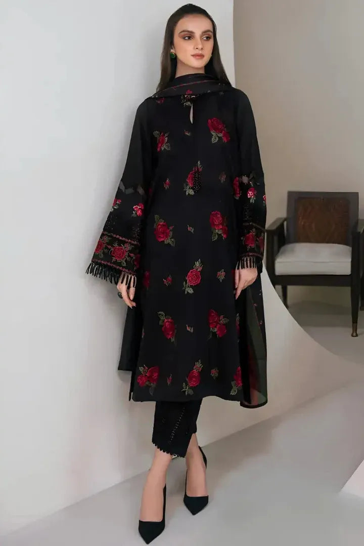 AR-573 Unstitched Embroidered Dhanak Suit With Printed Wool Shawl