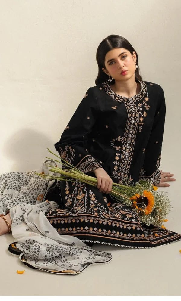 AR-CO2650 Lawn Unstitched 3pc Embroidered Suit With Digital Printed Poly Lawn Dupatta