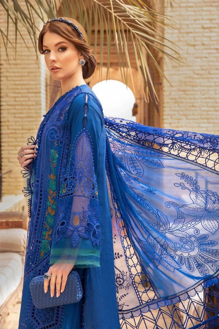 AR-2590 Lawn Unstitched Embroidered 3pc Suit With Organza Embroidered Dupatta