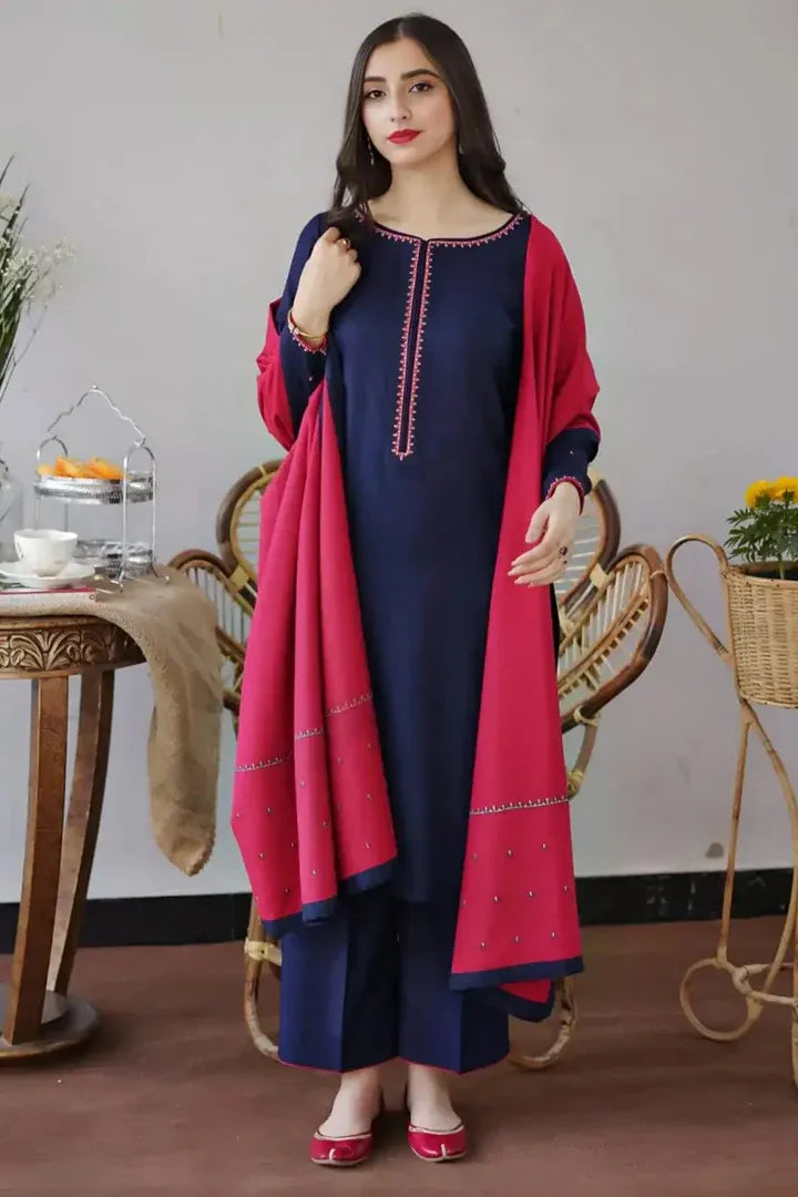 AR-1146 Unstitched Fully Embroided Dhanak Suit With Dhanak Dupatta