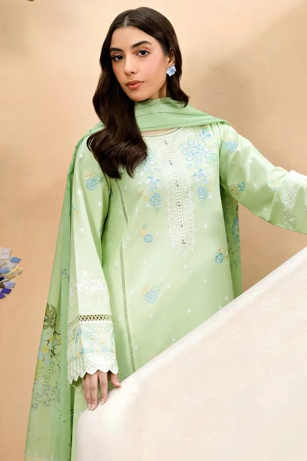 AR-ZS2630 Lawn Unstitched 3pc Embroidered Suit With Digital Printed Poly Lawn Dupatta