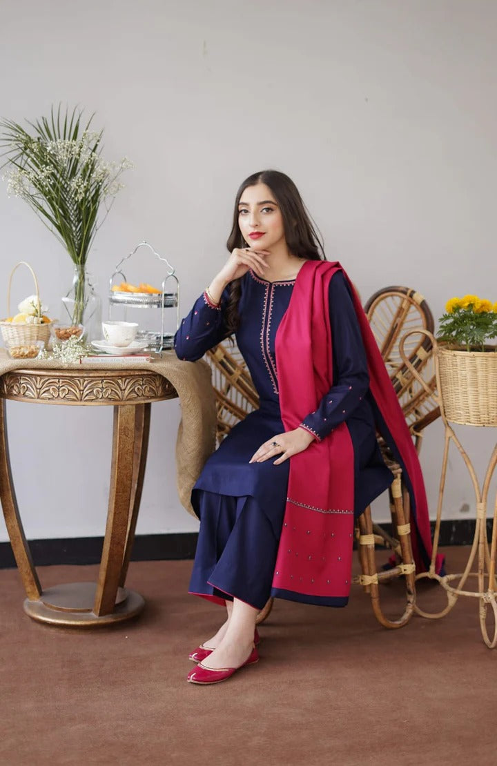 AR-1146 Unstitched Fully Embroided Dhanak Suit With Dhanak Dupatta