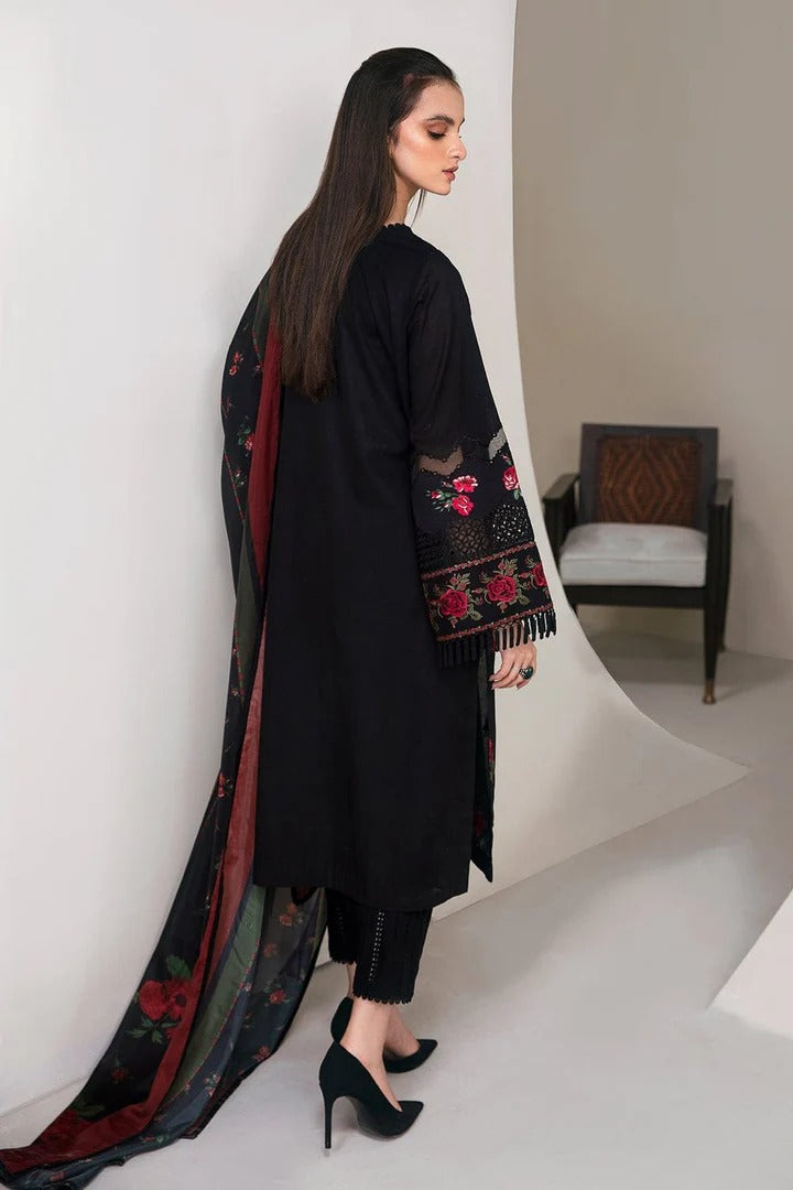 AR-573 Unstitched Embroidered Dhanak Suit With Printed Wool Shawl