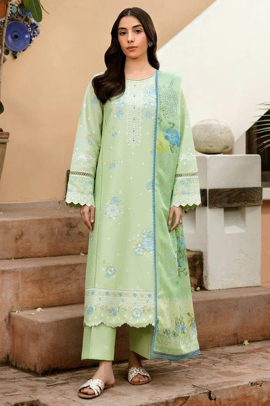 AR-ZS2630 Lawn Unstitched 3pc Embroidered Suit With Digital Printed Poly Lawn Dupatta