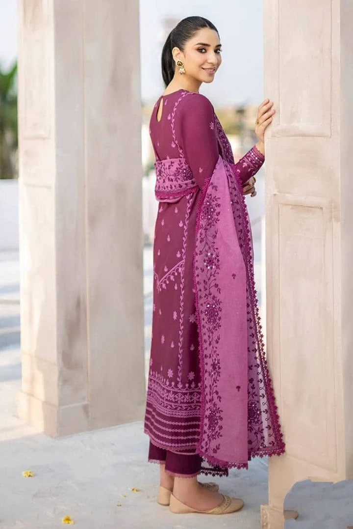 AR-CS84 Lawn Unstitched Embroidered 3pc Suit With Organza Embroidered Dupatta