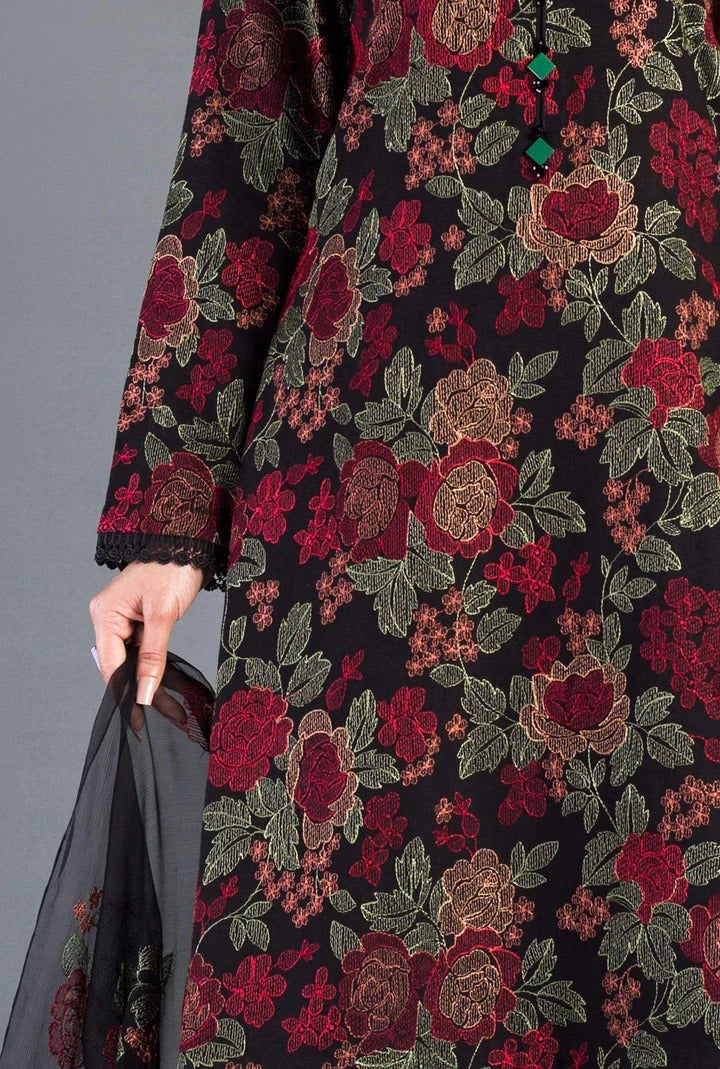 AR-BR345 Lawn Unstitched Embroidered 3pc Suit With Embroidered Chiffon Dupatta