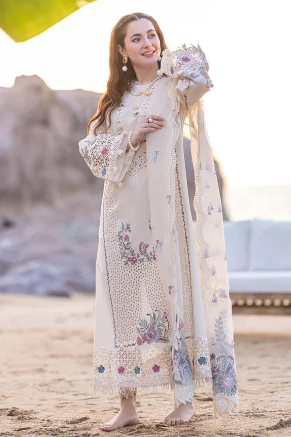 AR-QL2605 Lawn Unstitched Embroidered 3pc Suit With Organza Embroidered Dupatta