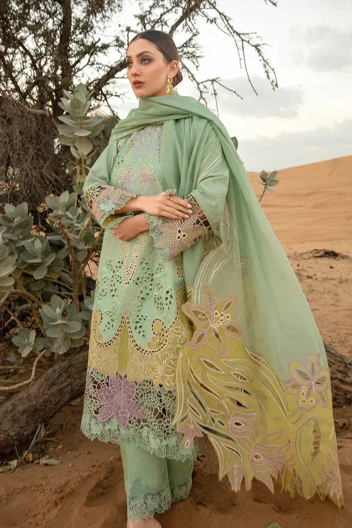 AR-816 Lawn Embroidered 3pc With Embroidered Organza Dupatta