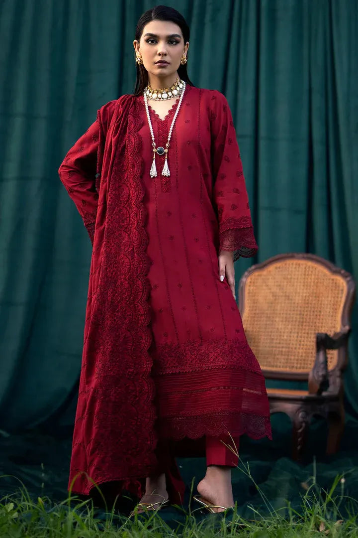 AR-MO24 Chikenkari Embroidered Lawn 3Pc Suit With Lawn Embroidered Dupatta