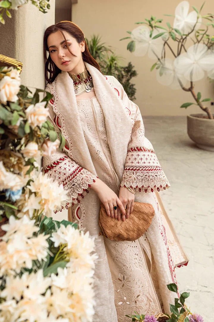 AR-QL2660 Lawn Unstitched ChikenKari 3pc Suit With Cotton Net Embroidered Dupatta