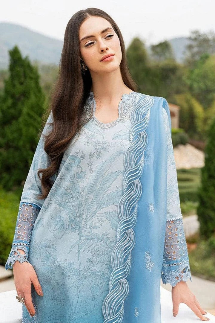 AR-MB510 Lawn Unstitched Embroidered 3pc Suit With Embroidered Organza Dupatta