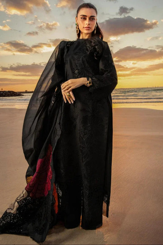 AR-KH2640 Lawn Unstitched Embroidered 3pc Suit With Organza Embroidered Dupatta