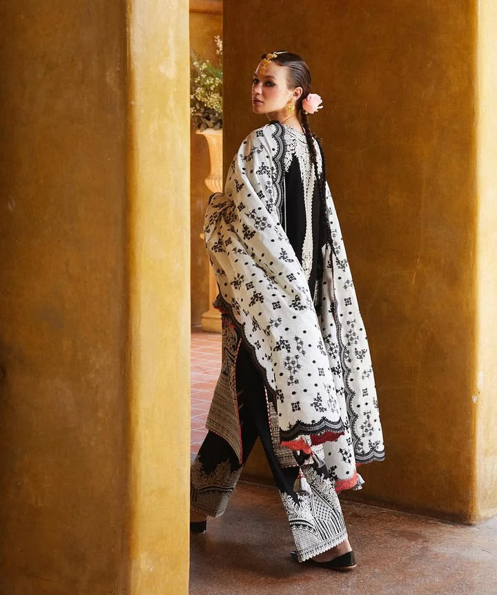 AR-MB2615 Lawn Unstitched 3pc Embroidered Suit With Embroidered Bamber Chiffon Dupatta