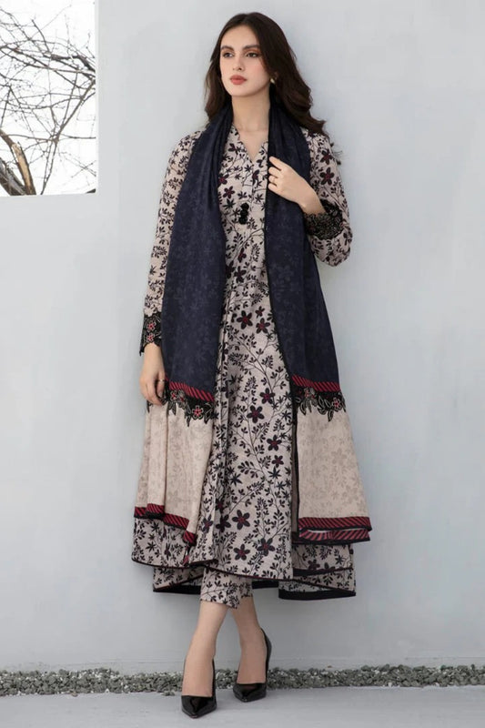 AR-BQ410 Digital Printed Lawn 3Pc Suit With Digital Printed Lawn Dupatta