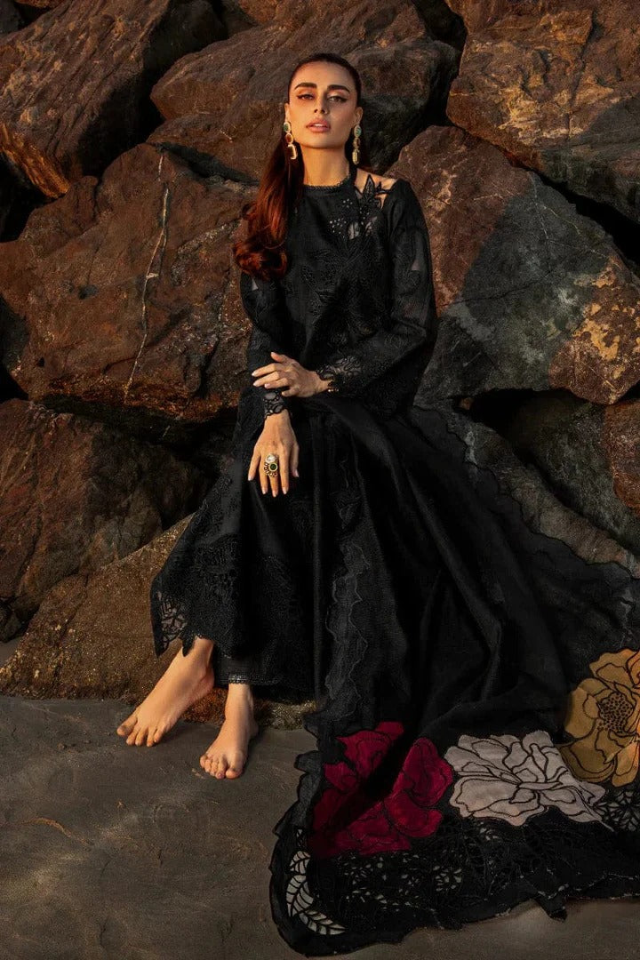 AR-KH2640 Lawn Unstitched Embroidered 3pc Suit With Organza Embroidered Dupatta